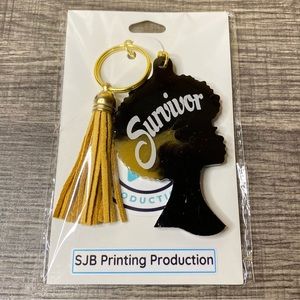 SJB Custom Resin "Survivor" Keychain with Tassle Black Yellow White